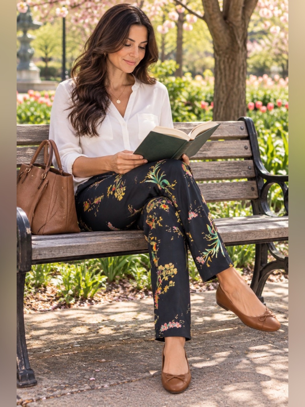 Worthington Black Floral Cropped Pants, Size 6P